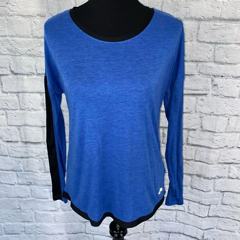 Avia women S scoopneck Longsleeve activewear top blue/black
